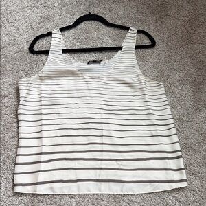 Theory Ivory and Charcoal Striped Tank Top M / L